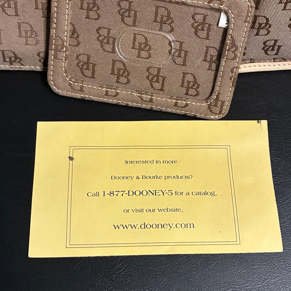 Dooney & Bourke Beige Monogram Tote with Cream Trim with extras - Picture 4 of 11